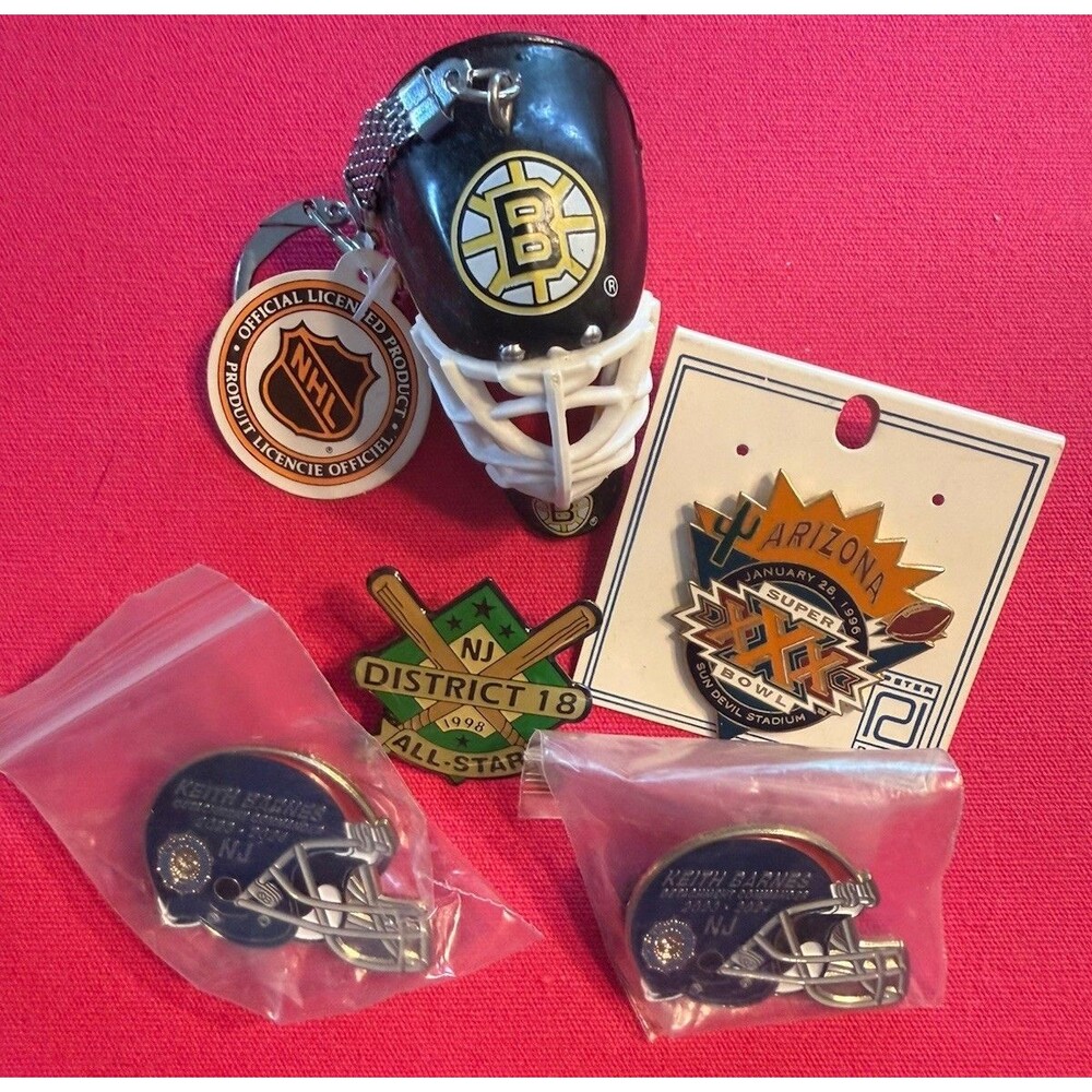 Lot of 5 NHL/OHL/Baseball Pins Keith Barns-2 Arizona Bruins NJ District 18 1998
